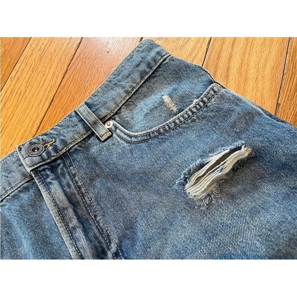 Free People We The Free Distressed Fly Blue Denim Mini Skirt BOHO Womens Size 28 - Picture 3 of 12